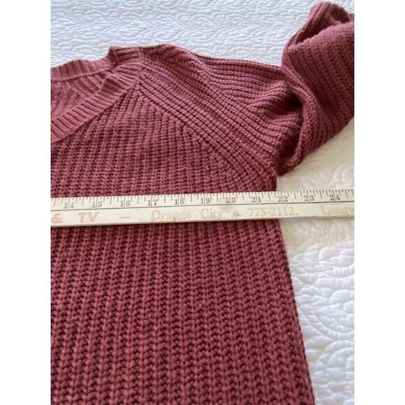 Dreamers Chunky Oversized V-Neck Pullover Sweater Dark Mauve Size Large - Picture 11 of 12